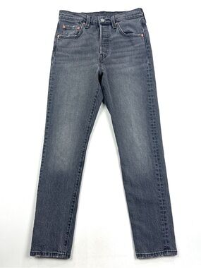 Levis Premium 501 S Skinny Womens Size 25x28 Black Charcoal Jeans Button Fly